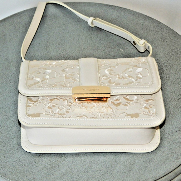 TED BAKER London Ginn Marie Floral Embroidered Crossbody Shoulder Bag Ivory NWT - Picture 9 of 14